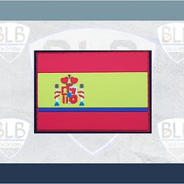 Parche Bandera de España y línea azul de PVC, con velcro y tapa trasera